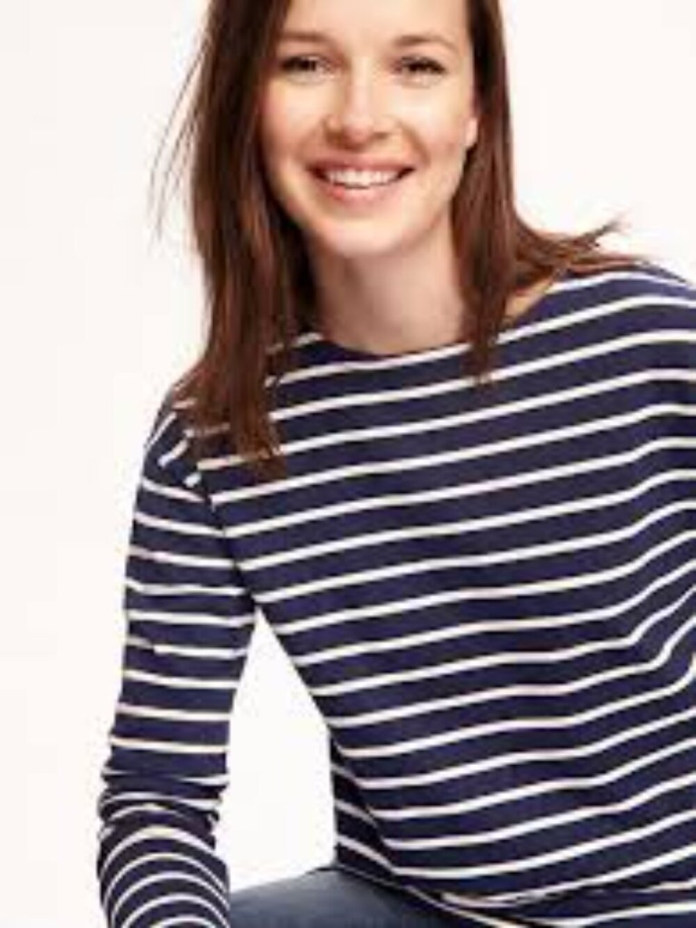 Old Navy Relaxed Heavy-Knit Navy & White Striped Boat-Neck Long Sleeve Tee Small